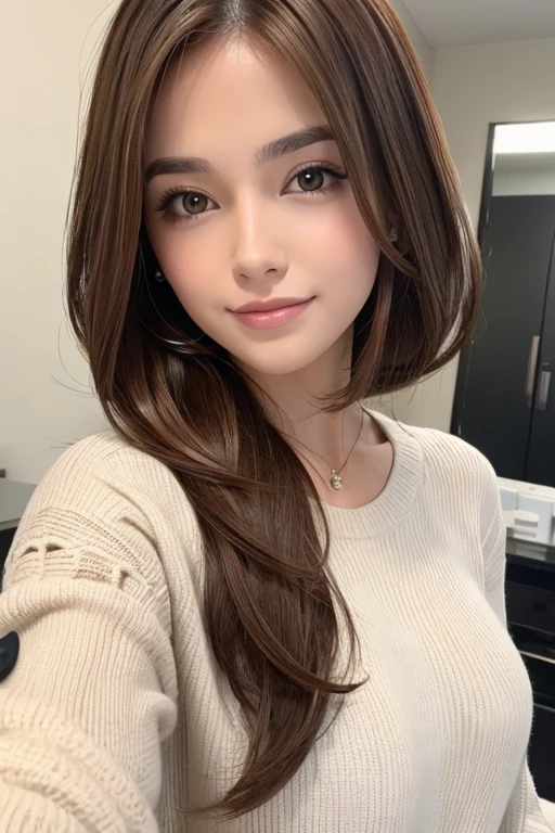 ((Best Quality, 8K, Masterpiece: 1.3)), 1girl, Slim Abs Beauty: 1.3, (Hairstyle Casual, Big Breasts: 1.2), without Dress: 1.1, Super Fine Face, Delicate Eyes, Double Eyelids, Smile, Home