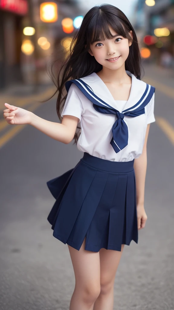1girl,Asian shopping street at night、A glittering shopping street at night、(((middle finger、ring finger、Asian shopping street at night、Neon Signs、Cyberpunk World、12 year old beautiful girl)))、(((White sand beaches in Okinawa)))、(((Just join your hands and pray)))、(((Mysterious look)))、8k UHD、Digital single-lens reflex camera、High resolution、Shallow depth of field、Natural light、(((Sailor suit)))、(((navy blue super mini skirt)))、(((A sparkling, charming smile)))、(((Full body photography)) )、Small person、(((Young face)))、1 Japanese female、;beautiful girl、(Black Hair)、A strong wind blows up my skirt、(((Brown eyes)))、Glowing Skin、Smooth Thinning Hair、Long Hair、Detailed background、Detailed eyes and face、Clear Eyes、Cute smile、Calm atmosphere、(((stage)))、(((Small breasts)))、(((Beautiful Eyes)))、Flat chest、Children、(((Toned thighs))) 、(((Angle from below) ))、(((Fine lips)))、(((Skirt fluttering)))、Shining beautiful legs、( Skirt fluttering violently in the strong wind :1.4), (hair blowing in the strong wind:1.4), (leaning forward)、barefoot、barefoot、((((A skirt flipped up by a strong wind))))