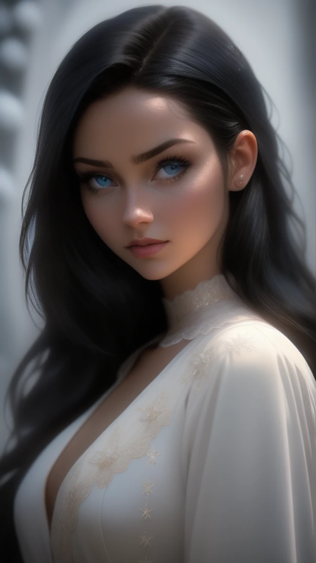 close up of a european woman, black hair, winter waterfall, natural skin texture, very detailed skin texture, tanned skin, 24mm, 4k textures, soft cinematic light, RAW photo, photorealism, photorealistic, intricate, elegant, highly detailed, sharp focus, ((((cinematic look)))), soothing tones, insane details, intricate details, hyperdetailed, low contrast, soft cinematic light, dim colors, exposure blend, hdr, faded, full_body