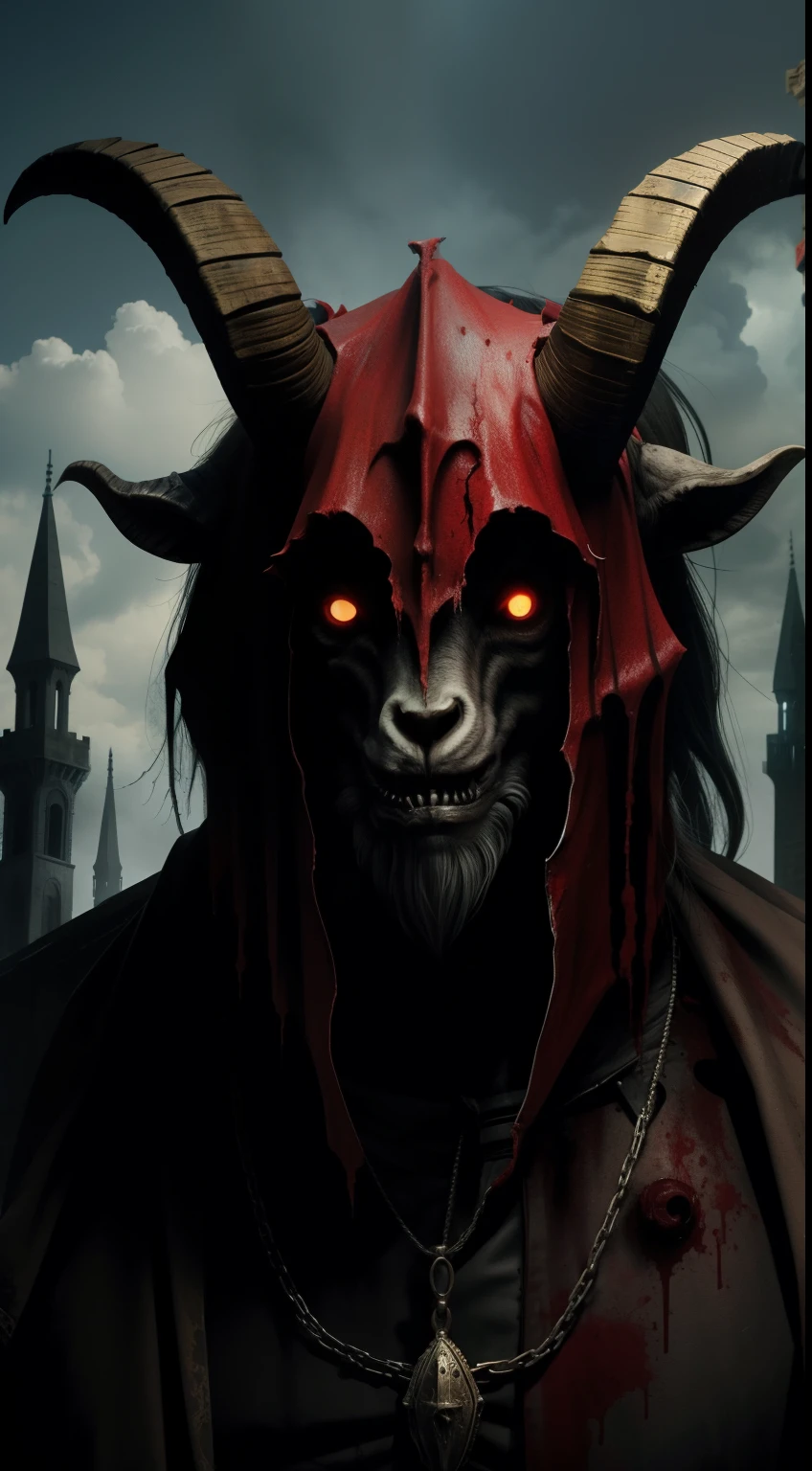 monster-body, goat-head, blood-castle, creepy-style, bloody, horror