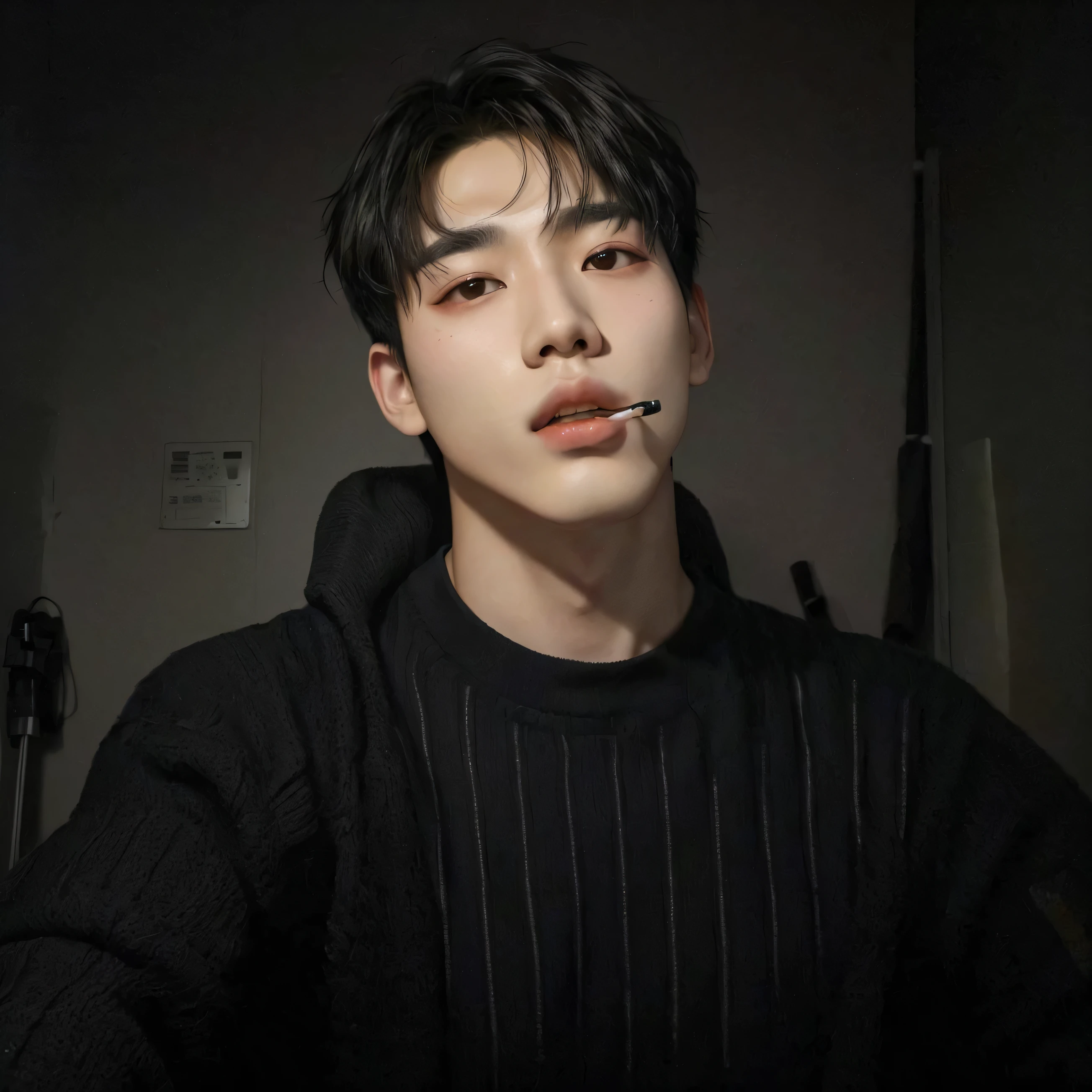 Hombre con un cigarrillo en la boca y un cigarrillo en la boca, kim doyoung, cai xukun, yanjun chengt, Hong June Hyung, jinyoung shin, foto de perfil en la cabeza, inspirado en Yanjun Cheng, hyung tae, kim taejin, hombre surcoreano, inspirado en Russell Dongjun Lu, pintar ulzzang, inspirado en jeonseok lee