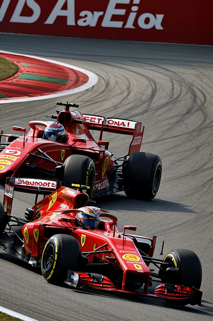 Damiano David as a formula one driver with a surreal Ferrari formula one driver act