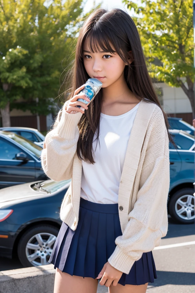 High school girl crushing an empty can