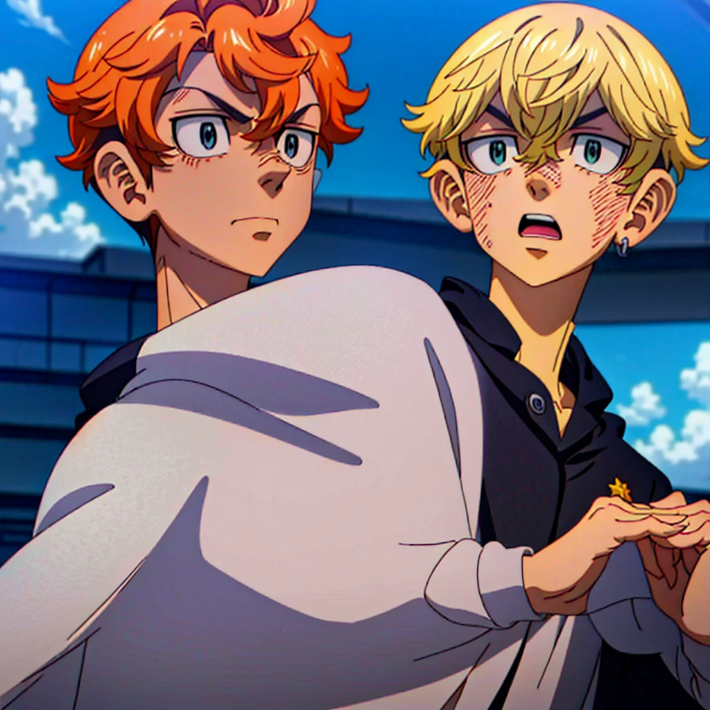 (Obra-prima, melhor qualidade: 1.2) Anime boy, orange hair , soccer uniform, star pupils