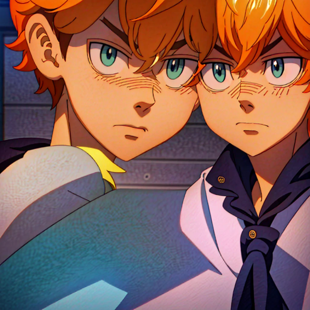 (Obra-prima, melhor qualidade: 1.2) Anime boy, orange hair , soccer uniform, star pupils