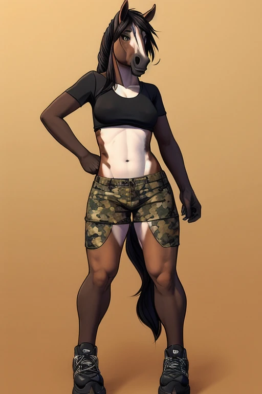 Horse wearing camouflage shorts sexy