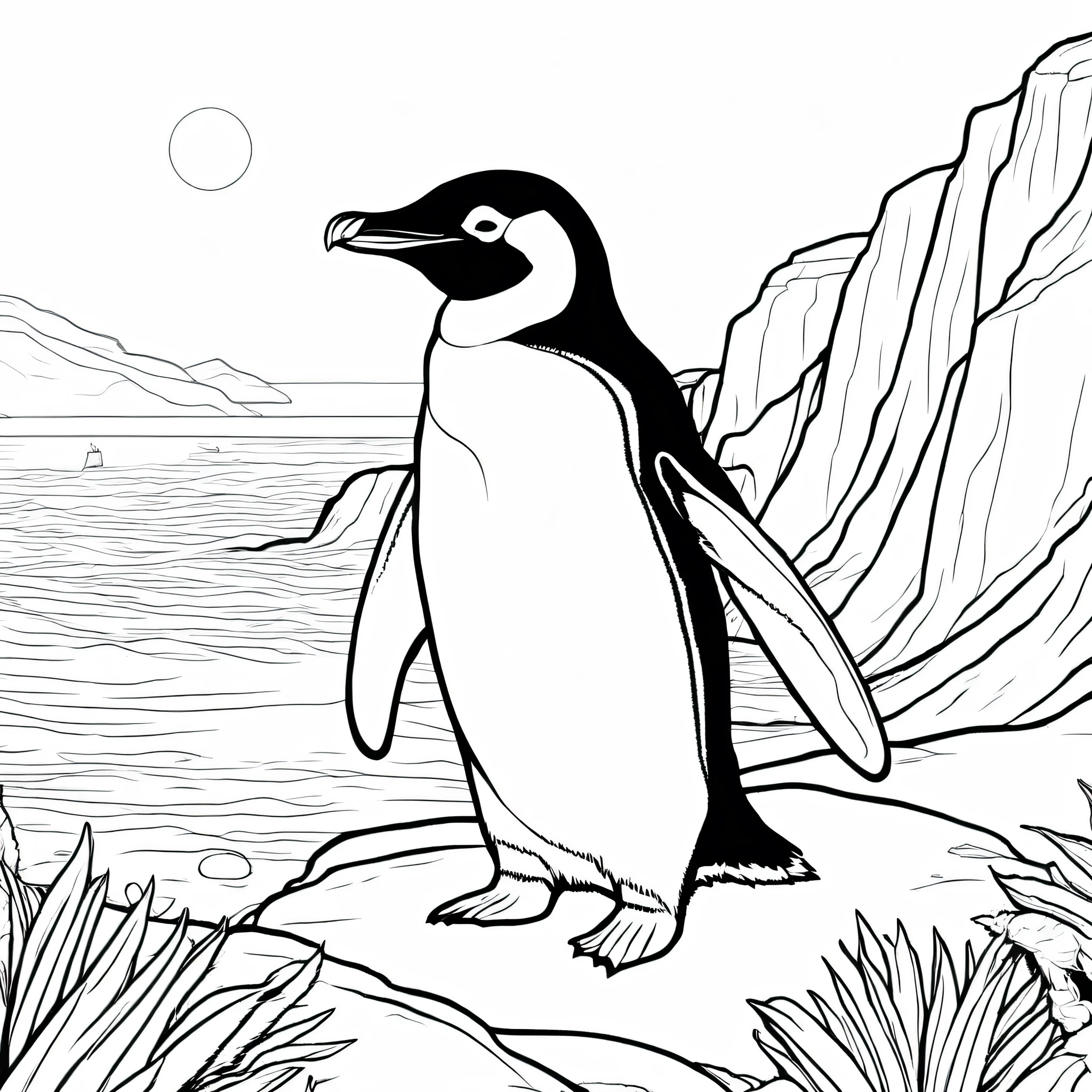 The cute Adélie Penguin
, cartoon,
,Coloring Book, ColoringBookAF,
 