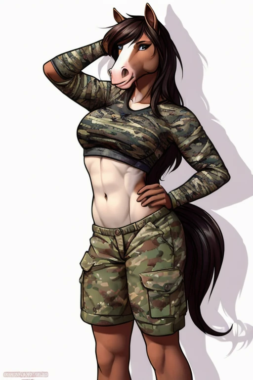 Horse wearing camouflage shorts sexy