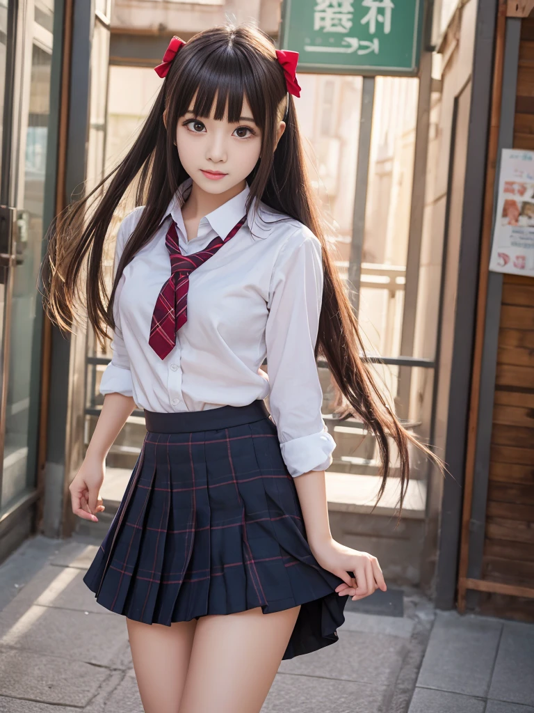 RAW Photos, highest quality, High resolution, Very detailed、 8K image quality,、、high school girl、Anime Style、Skirt Lift