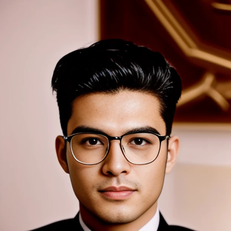 There was a man wearing glasses and a bow tie., high quality vertical, Very handsome, very realistic, Headshot profile picture, Long, wavy black hair and glasses., Profile picture, Zigor Samaniego Style, Rafael Pernaz, Avatar, man with glasses, Mohamed Shahin, รูปProfile pictureรูปภาพแนวตั้ง, professional profile picture, Wear black rimmed glasses, with glasses