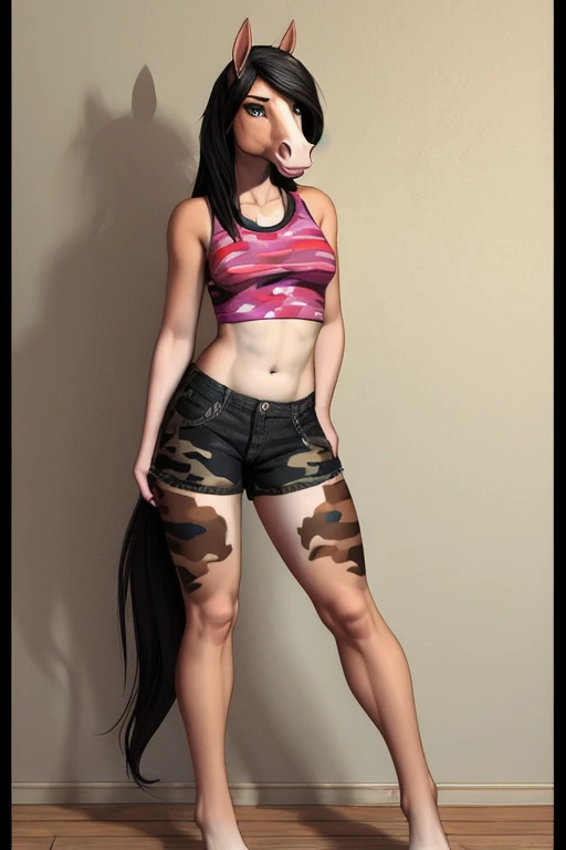 Horse wearing camouflage shorts sexy