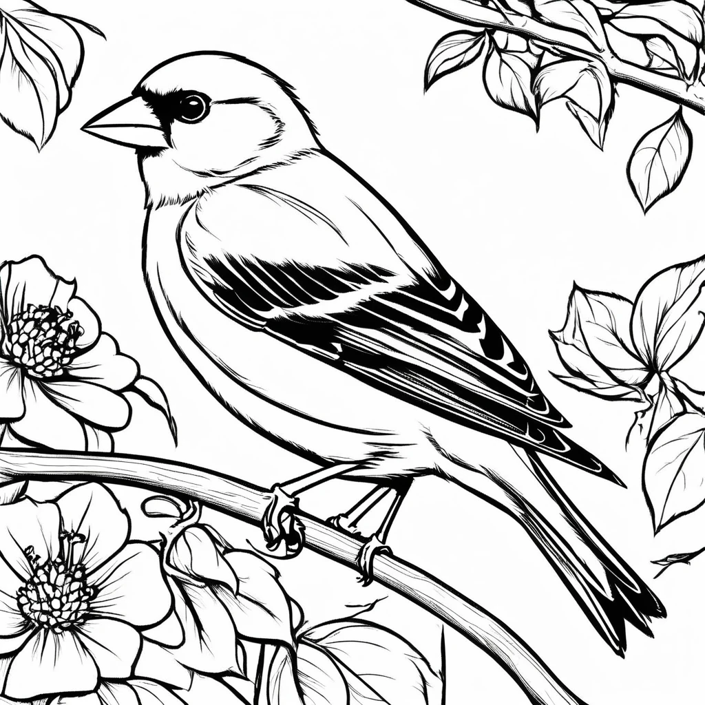 The cute American Goldfinch
, cartoon, ,Coloring Book, ColoringBookAF,