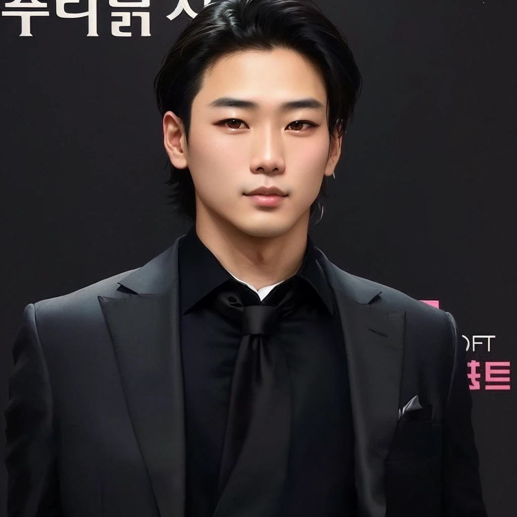Araffe Asian man wearing suit and tie posing for a photo, jungkook