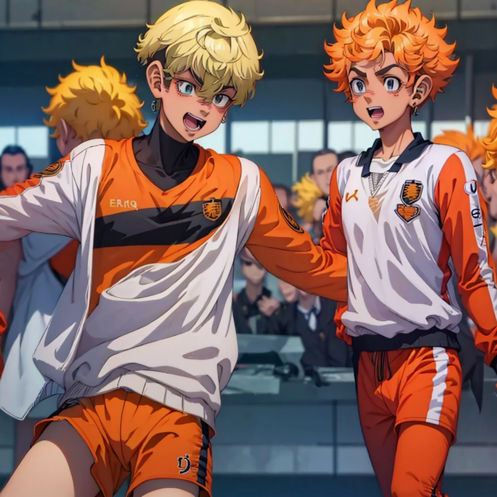 (Obra-prima, melhor qualidade: 1.2) Anime boy, orange hair , soccer uniform