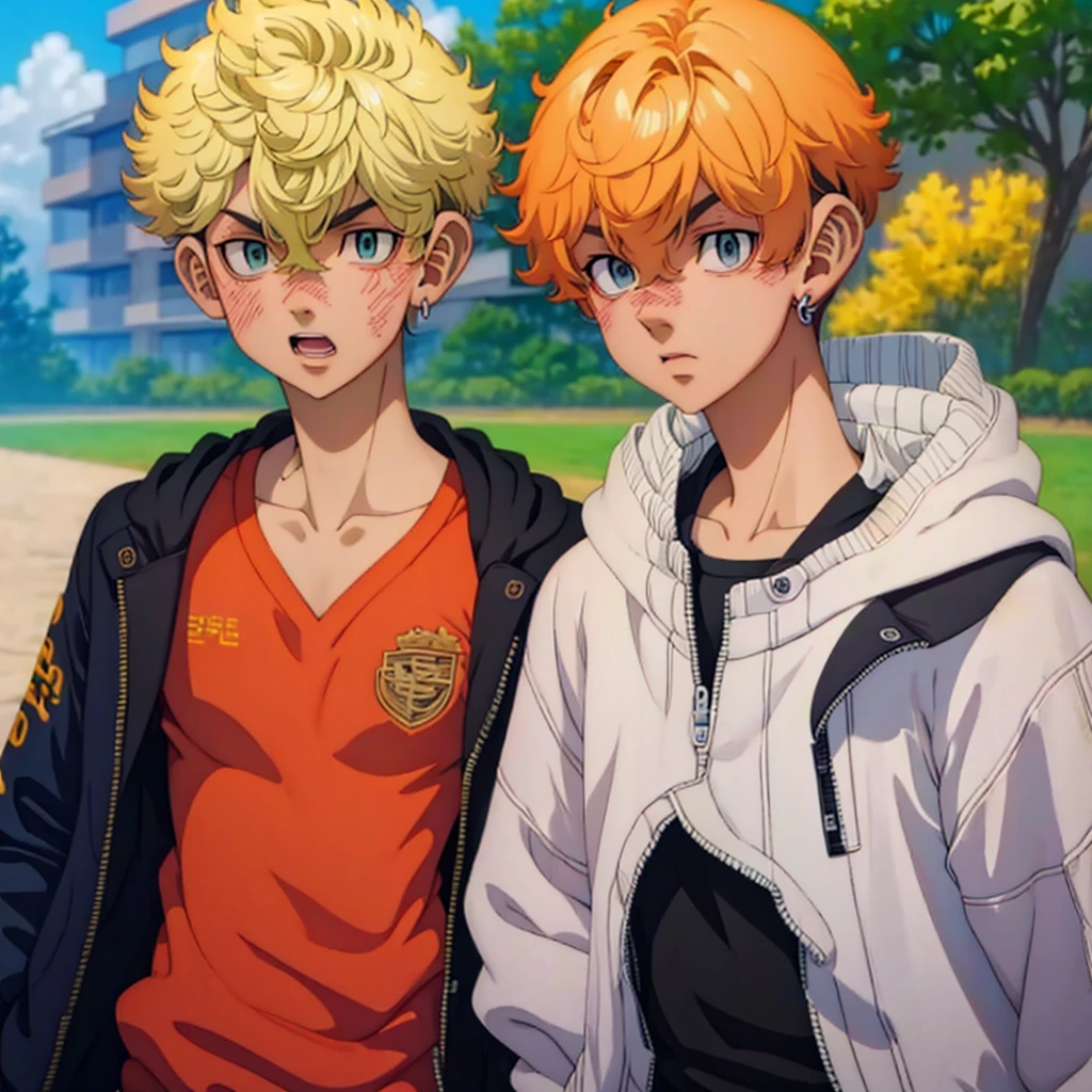 (Obra-prima, melhor qualidade: 1.2) Anime boy, orange hair , soccer uniform