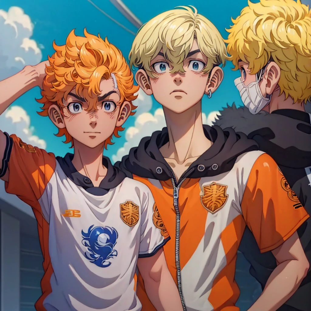 (Obra-prima, melhor qualidade: 1.2) Anime boy, orange hair , soccer uniform