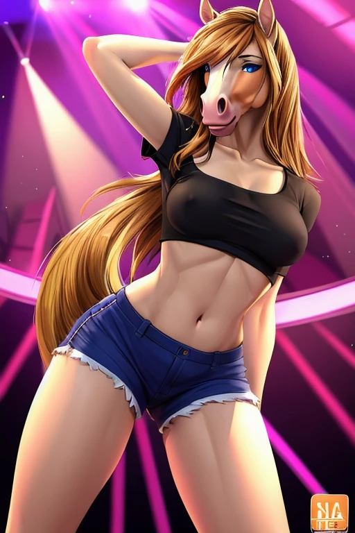 Horse stripper wearing camouflage shorts sexy