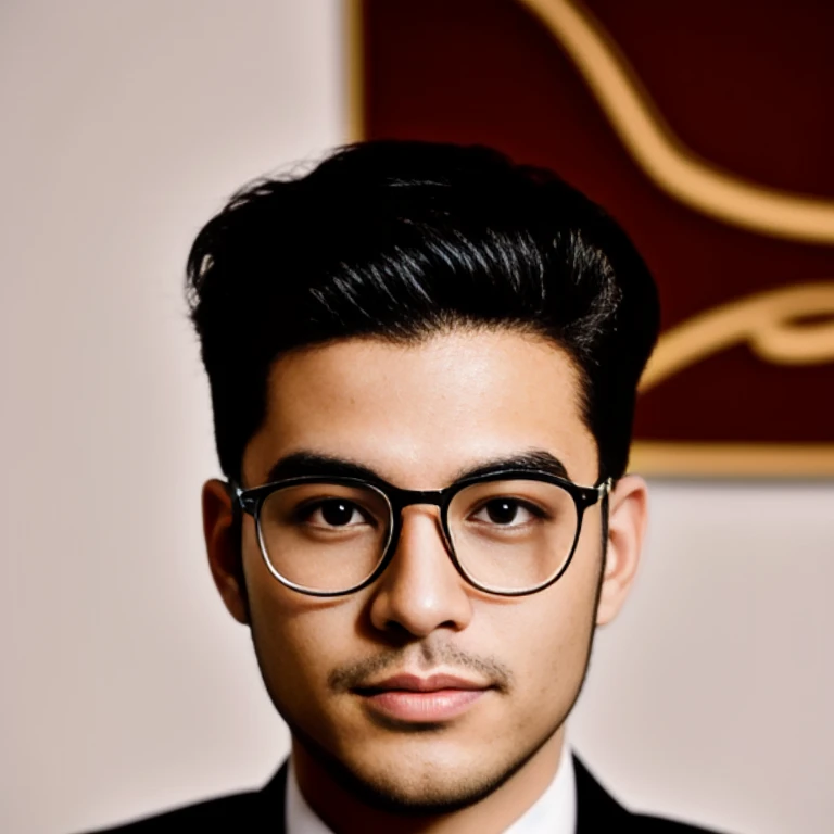 There was a man wearing glasses., high quality vertical, Very handsome, very realistic, Headshot profile picture, Long, wavy black hair and glasses., Profile picture, Zigor Samaniego Style, Rafael Pernaz, Avatar, man with glasses, Mohamed Shahin, รูปProfile pictureรูปภาพแนวตั้ง, professional profile picture, Wear black rimmed glasses, with glasses