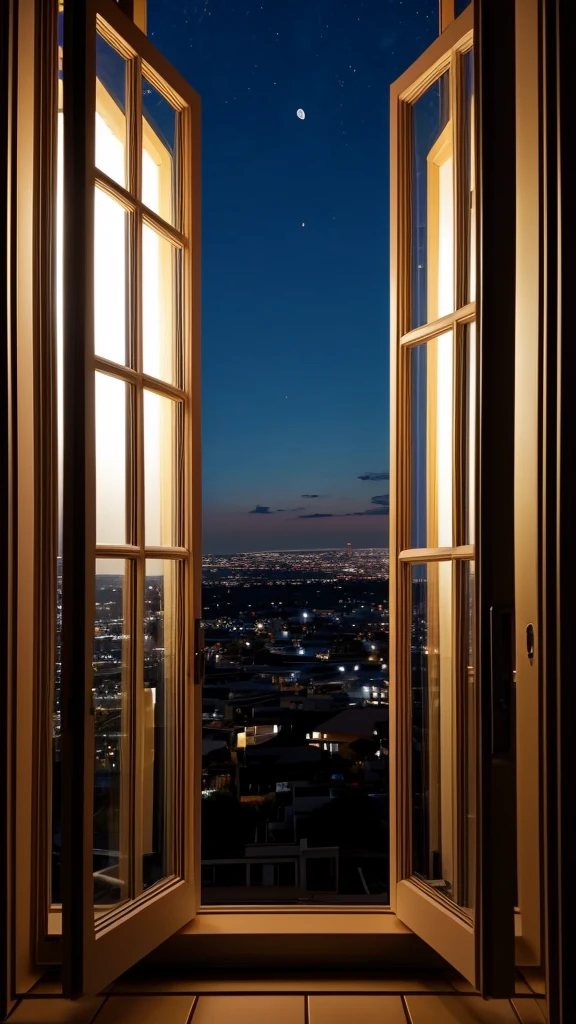 Window　Night view　Outside it&#39;s raining