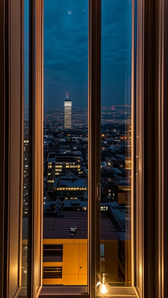 Window　Night view　Outside it&#39;s raining