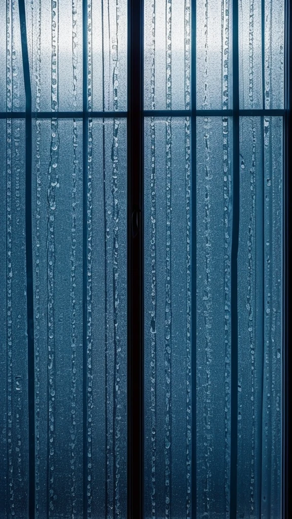 Window Night view There are raindrops on the window