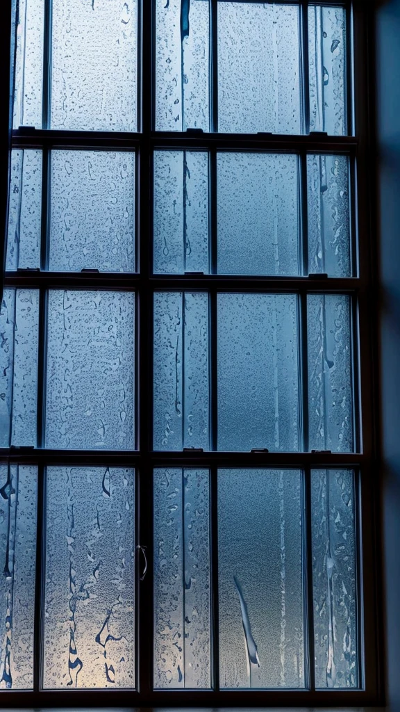 Window　Night view　There are raindrops on the window