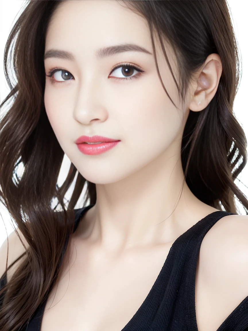 (highest quality、Tabletop、8k、Best image quality、Award-winning works)、One beautiful woman、Beautiful and elegant long hair、Beautiful black hair、(alone:1.1)、(The perfect black V-neck short-sleeve knit:1.4)、(The simplest black background:1.4)、とてもBig Breasts、Accentuate your body lines、Beautiful and exquisite、look at me、(Perfect Makeup:1.1)、Bright lipstick、Ultra-high definition beauty face、Ultra HD Hair、Ultra HD Shining Eyes、Ultra High Resolution Perfect Teeth、Super high quality glossy lip、Accurate anatomy、Very beautiful skin、Glowing skin in ultra-high resolution、An elegant upright posture when viewed from the front、(very bright and vivid:1.3)、(Slender body:1.2)、(Cleavage:1.2)、(Big Breasts:1.1)、Shiny, Bright lipstick、(Face close-up:1.2)、(58-year-old:1.4)、(Wrinkled adult face:1.5)、Randomly oriented body、(West Shot)、