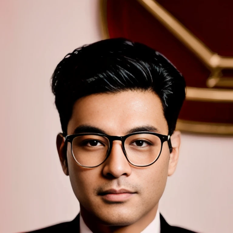 arafed man in a red suit and glasses with a red jacket, แรงบันดาลใจจาก Kailash Chandra Meher, Godfather Khan, red suit, cool red jacket, red mood in the background, Inspiration from Zerabjethani, wearing a black and red suit, A great and beautiful portrait., Profile picture 1024px, Inspired by Jitish Kallat, in the red background