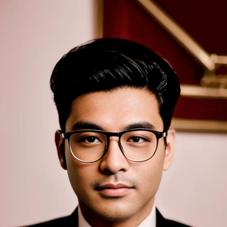 arafed man in a red suit and glasses with a red jacket, แรงบันดาลใจจาก Kailash Chandra Meher, Godfather Khan, red suit, cool red jacket, red mood in the background, Inspiration from Zerabjethani, wearing a black and red suit, A great and beautiful portrait., Profile picture 1024px, Inspired by Jitish Kallat, in the red background