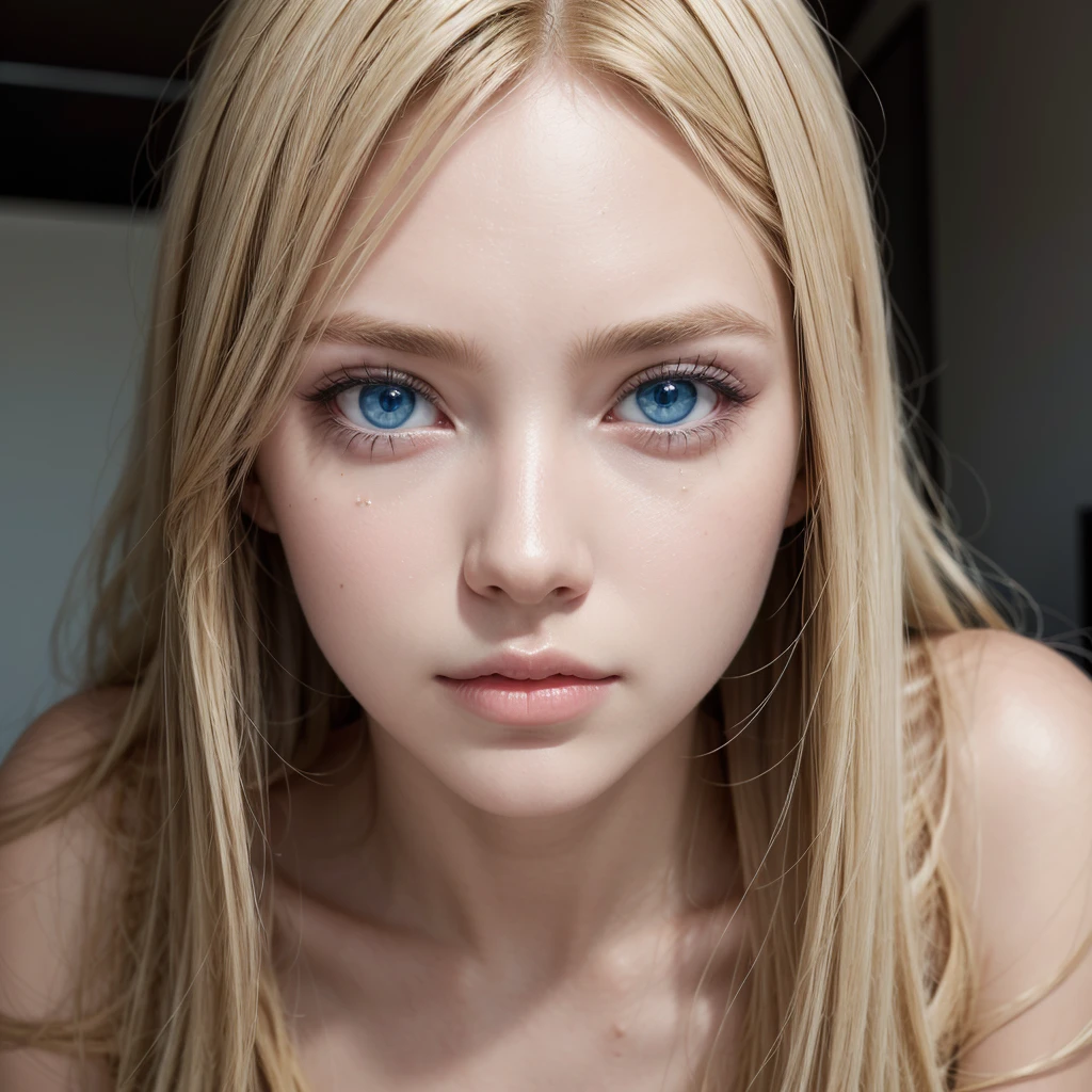 Make a beautiful blonde woman with blue eyes