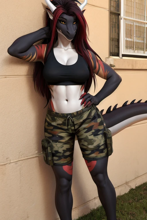 Dragon wearing camouflage shorts sexy