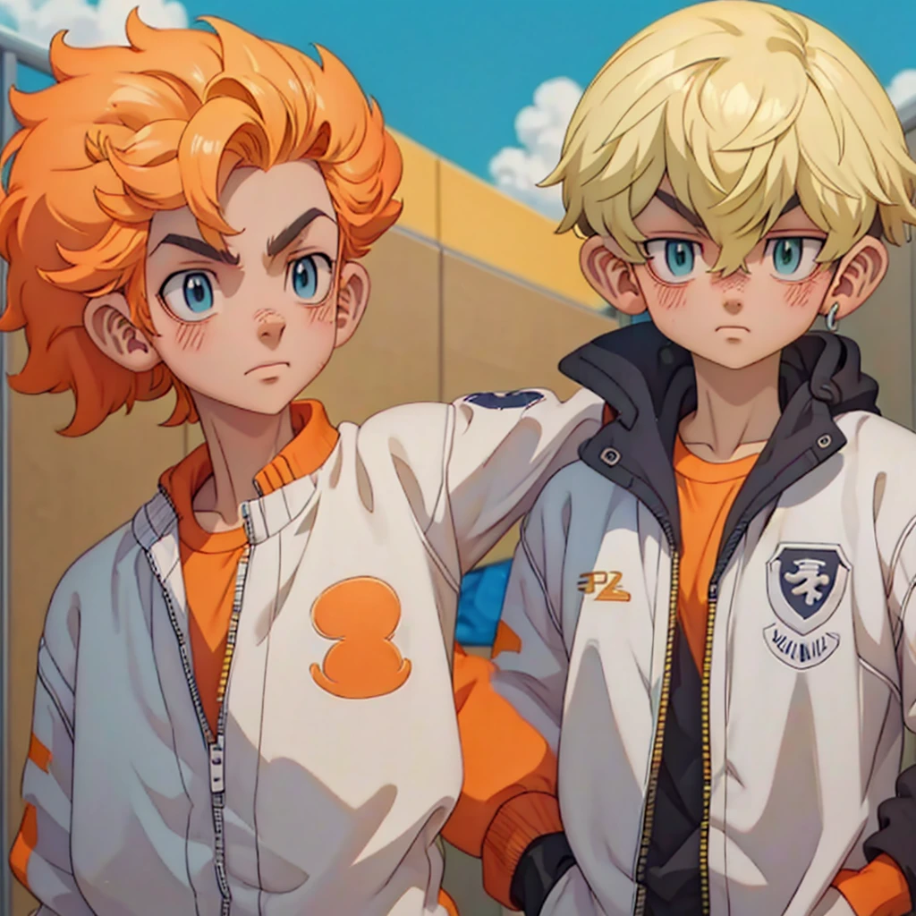 (Obra-prima, melhor qualidade: 1.2) Anime boy, orange hair , soccer uniform