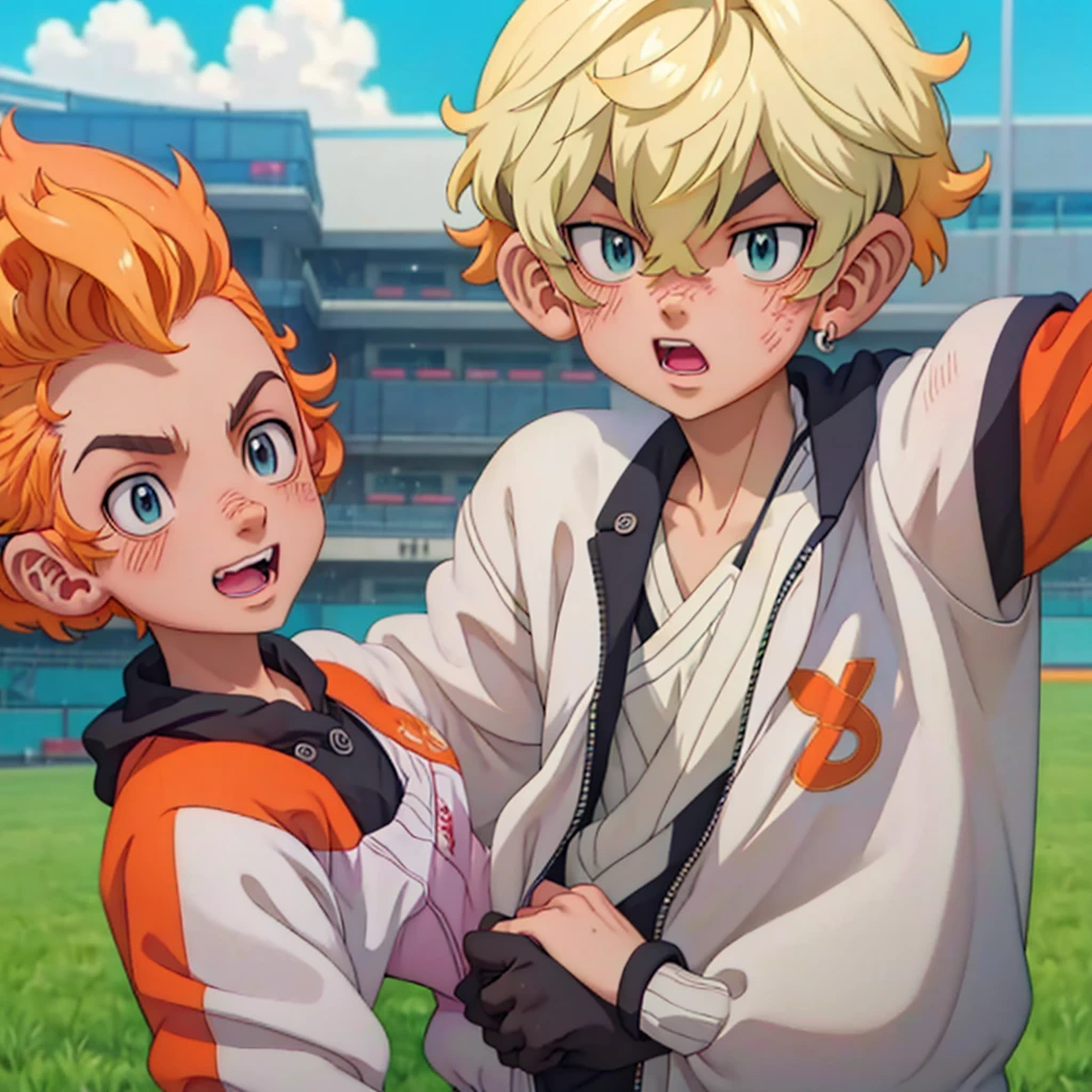 (Obra-prima, melhor qualidade: 1.2) Anime boy, orange hair , soccer uniform