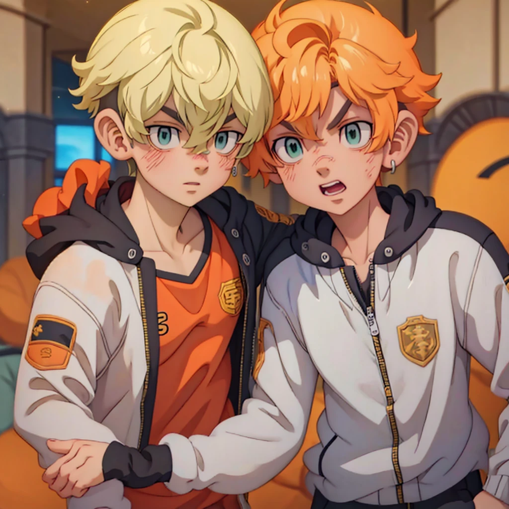 (Obra-prima, melhor qualidade: 1.2) Anime boy, orange hair , soccer uniform