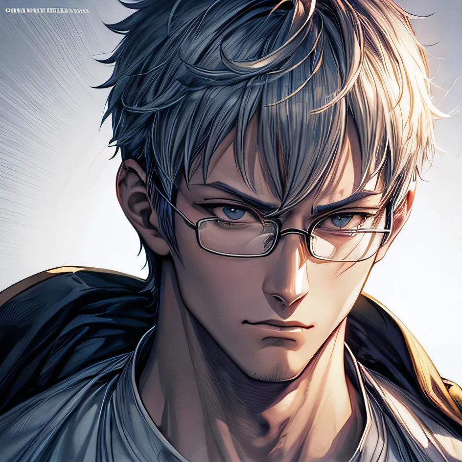 a close up of a man with glasses and a shirt on, handsome saitama, male anime character, anime handsome man, portrait of saitama, kentaro miura manga art style, makoto shinka, character from king of fighters, as a character in tekken, detailed anime character art, range murata and artgerm, makoto kano