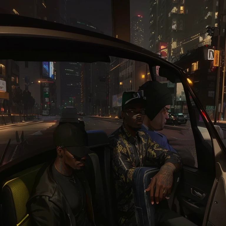 Two men are sitting in a car at night, gta v screenshot, gta 5 screenshot, GTA V Gameplay Screenshot, GTA5-Stil, GTAV, Screenshot von GTA V, GTA V-Stil, Grand Theft Auto-Stil, gta, in gta v, gta v, Stil von GTA V, gta5, gta 5, Snoop Dogg in GTA V, GTA-Stil