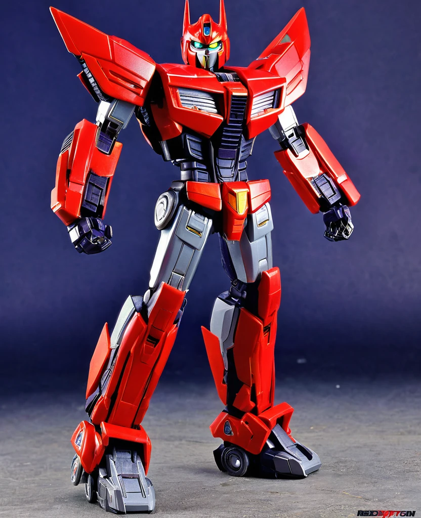 Transformers, red body colour, decepticon, full body, yellow eyes,