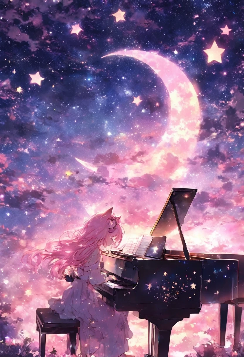 I want you to picture a scene of a girl playing the piano alone with the moon and stars in the sky. Anime, pink hair, cat ears. That's her charm.