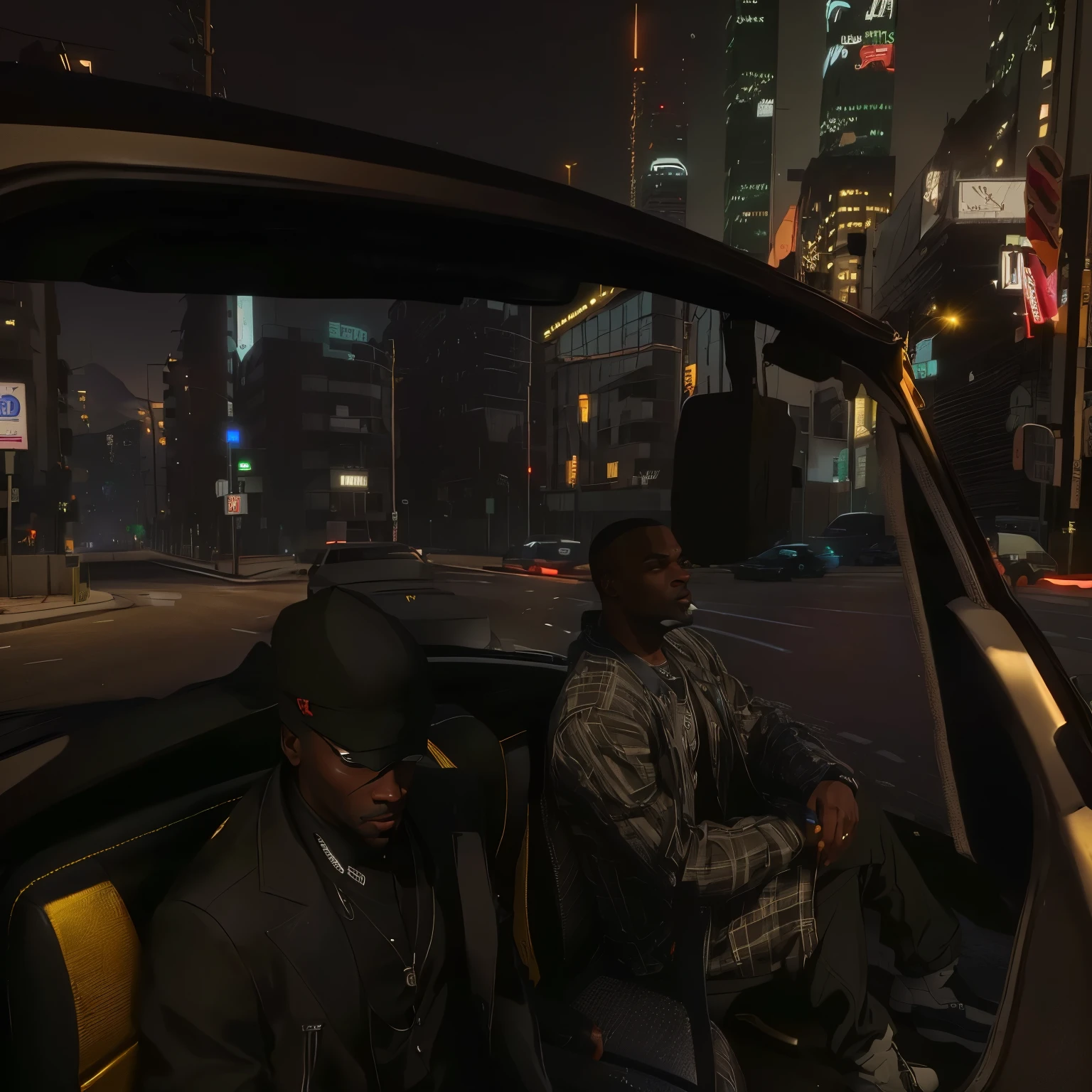 Two men are sitting in a car at night, gta v screenshot, gta 5 screenshot, GTA V Gameplay Screenshot, GTA5-Stil, GTAV, Screenshot von GTA V, GTA V-Stil, Grand Theft Auto-Stil, gta, in gta v, gta v, Stil von GTA V, gta5, gta 5, Snoop Dogg in GTA V, GTA-Stil
