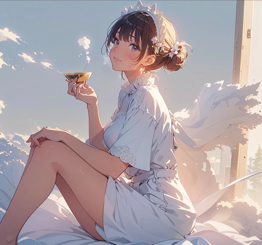 (masterpiece), (best quality), (ultra-detailed), (best illustration), (best shadow), (absurdres), Female, 25 years old, steam,  nsfw,  shy, medium breasts, nsfw, light smile, 