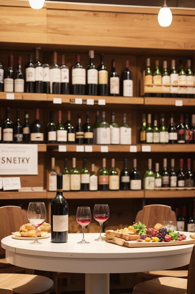 Open wine in the food court without people