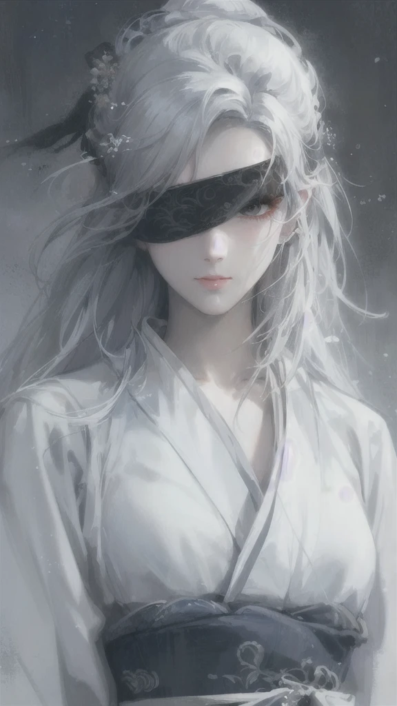 a close up of a woman with white hair and a white mask, beautiful character painting, guweiz, artwork in the style of guweiz, white haired deity, by Yang J, epic exquisite character art, stunning character art, by Fan Qi, by Wuzhun Shifan, guweiz on pixiv artstation