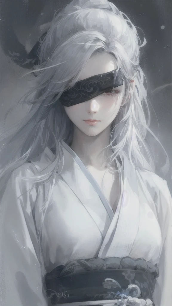 a close up of a woman with white hair and a white mask, beautiful character painting, guweiz, artwork in the style of guweiz, white haired deity, by Yang J, epic exquisite character art, stunning character art, by Fan Qi, by Wuzhun Shifan, guweiz on pixiv artstation