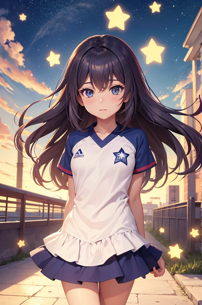 cabelos ruivos, Uniforme de Futebol Anime girl , star pupils