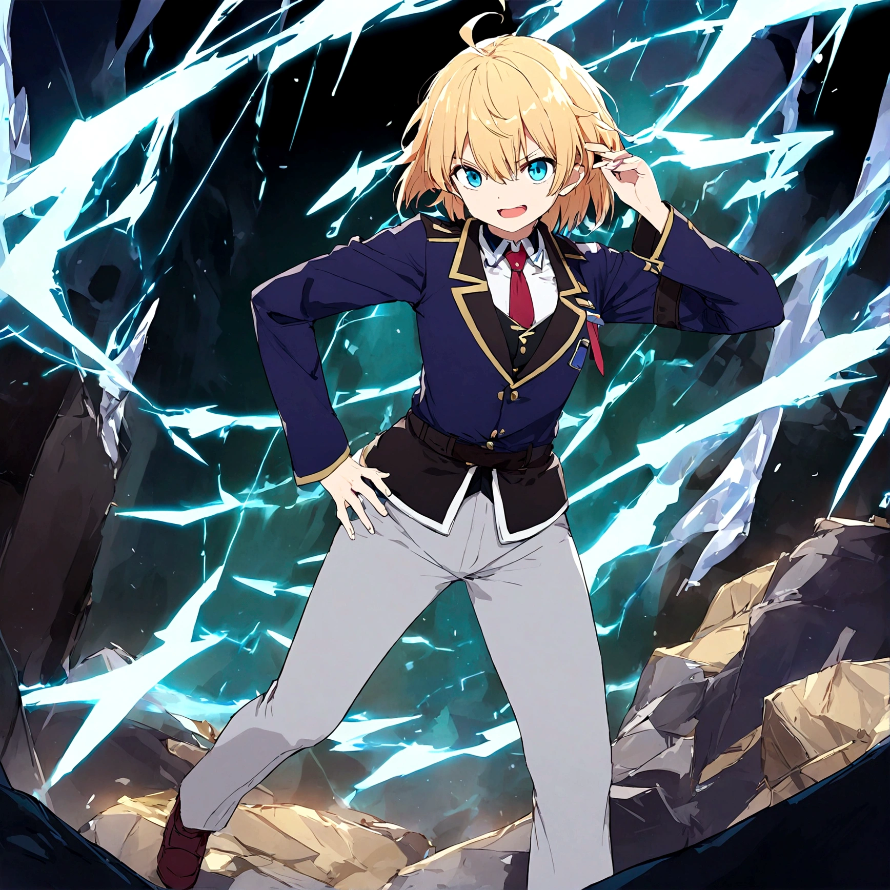 Aqua, Hoshino Aquamarine, blond hair, 1boy, Green Lightnings, Uniform