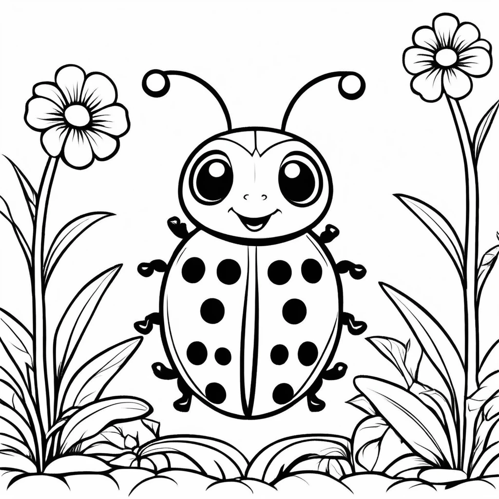A cute Ladybug, cartoon,
,Coloring Book, ColoringBookAF,
