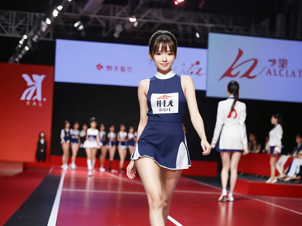 An extremely beautiful Japanese high school girl race queen who highlights her beautiful legs、Photographed walking down the runway at Wacoal's new underwear fashion show、She is an eternal idol who combines a clean look with modern charm.。 She creates such beauty。 She feels her own warmth。 She creates a warm atmosphere。 We create beauty。 That's what I want to say。 In her full body photo、The figure features porcelain-like skin and golden hair that radiates a soft glow.。 This is probably、It captured the essence of her timeless charm.、This is the best shot ever.。 Each straight line and curve is carefully expressed.、Breathtakingly beautiful with impeccable detail。 This piece perfectly captures her timeless beauty.。 Divine Proportions、Sharp focus、Full-body photo taken by Kishin Shinoyama、high quality、High resolution、More details