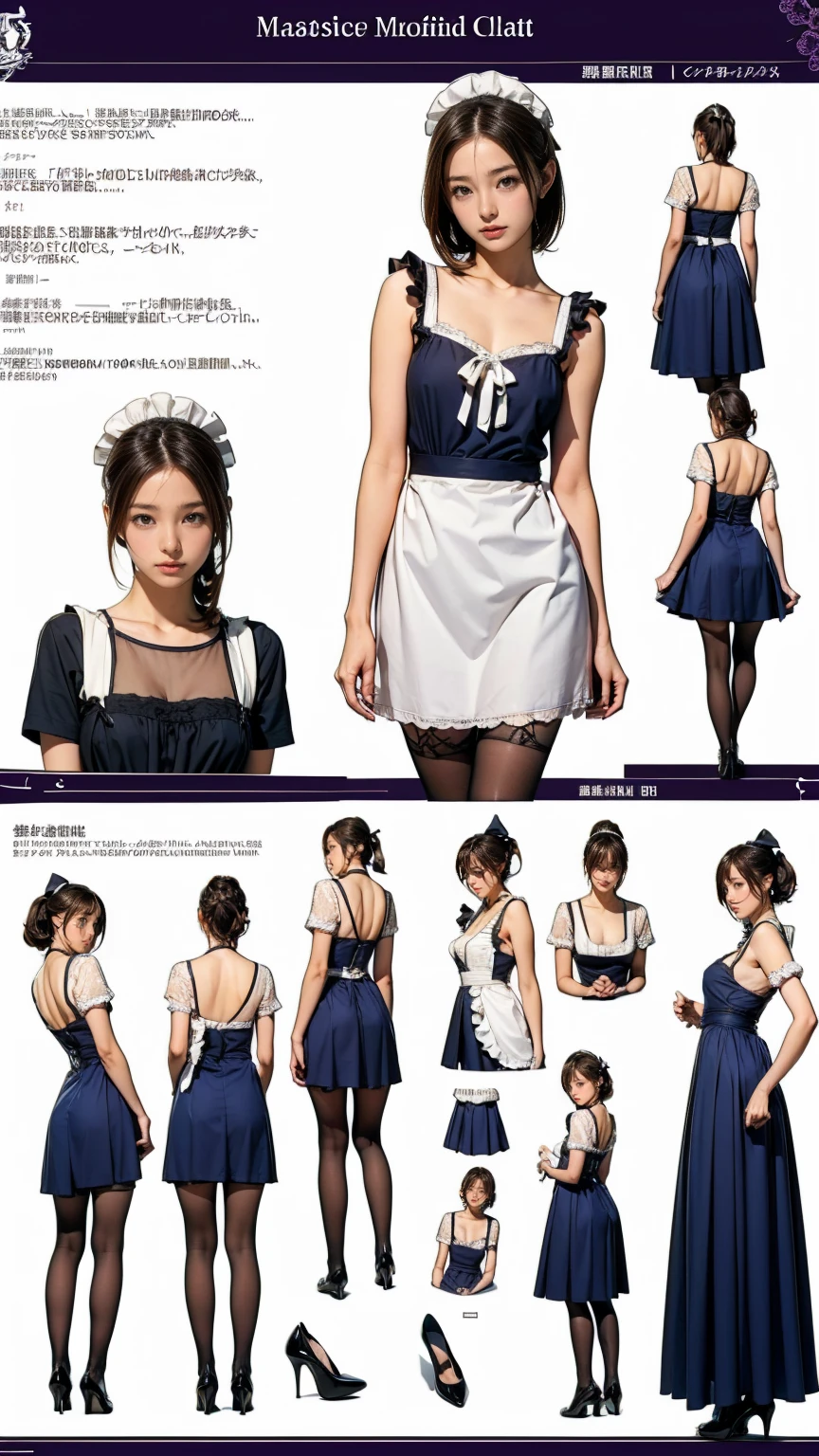 ((masterpiece)),(((highest quality))),((Reference Sheet, Character Design, front, return, ~ ~ ~ side, Mr...々Hairstyle, Mr...々performance, Facial Expressions)), , Cute type, (Very slim:1.4), (Very small ass:1.4), Realistic buttocks, Big Breasts, Short Bob, Thin thighs, Long legs, It's not a big deal, ((Dress and stockings, Gorgeous maid, Maid clothes,Hair Ribbon)), ((Browsing Caution:1.0))