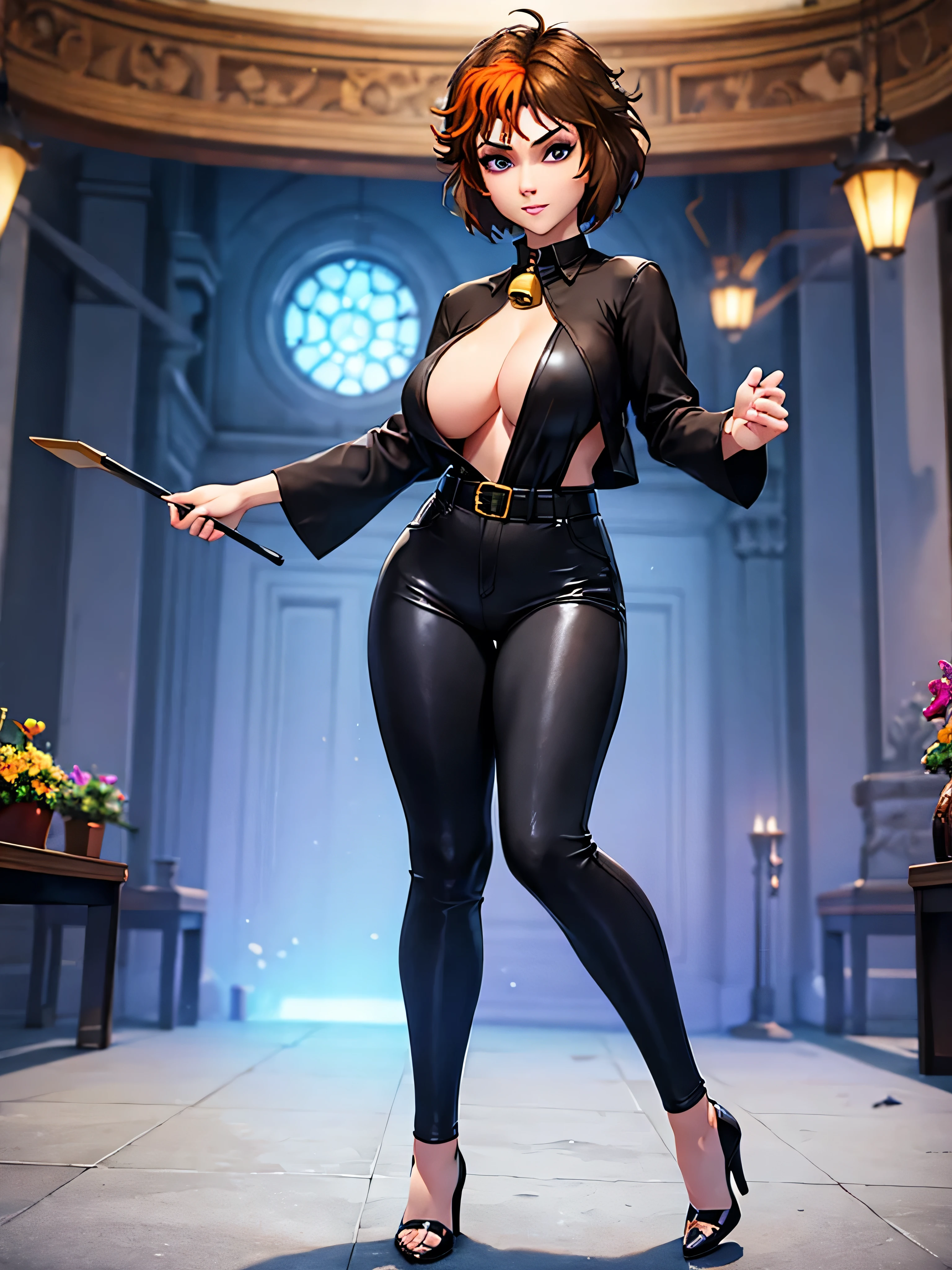 merula, full body, thighs, high heels, solo girl, medium tits, bell pants