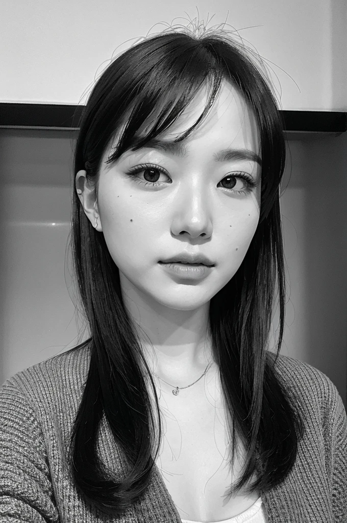 ((highest quality)), ((8K)), ((masterpiece: 1.3)), (Perfect appearance), (Photorealism: 1.6), (Ultra high definition), (monochrome), (JMA), (Japanese Matureの横顔の肖像画), (Mature woman&#39;s profile: 1.4), (60 years old, Japanese Mature), ((Realistic skin texture)), ((Realistic skin texture)), (Fine lines all over the skin), (Dull skin), (Facial wrinkles), (Wrinkles around the eyes), double eyelid, Tear bags under the eyelids, Averting your gaze and gazing into the distance,
